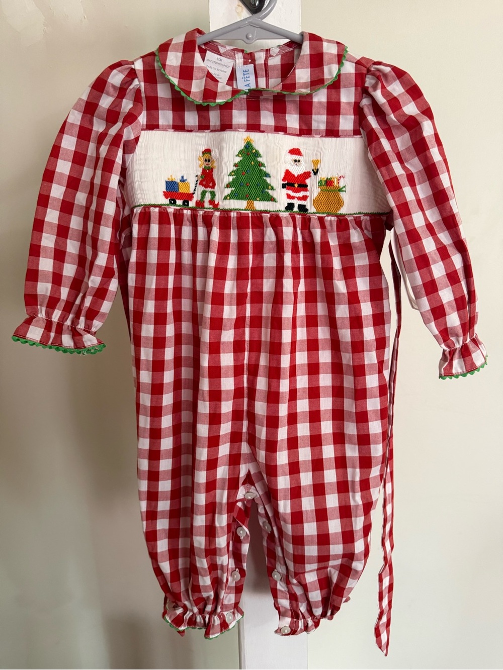 NWT Vive La Fete Smocked Christmas Bubble Romper